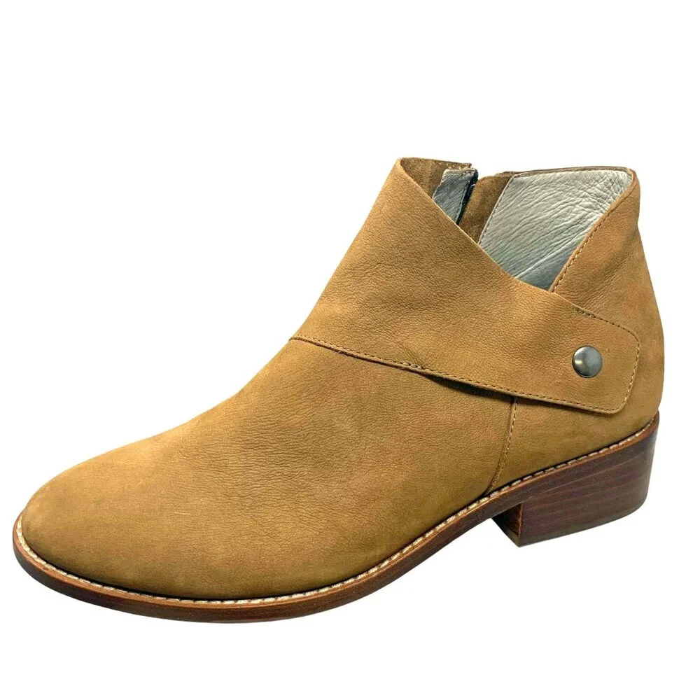 Eileen Fisher Billie Light‎ Espresso Tumbled Nubuck Ankle Booties  NEW